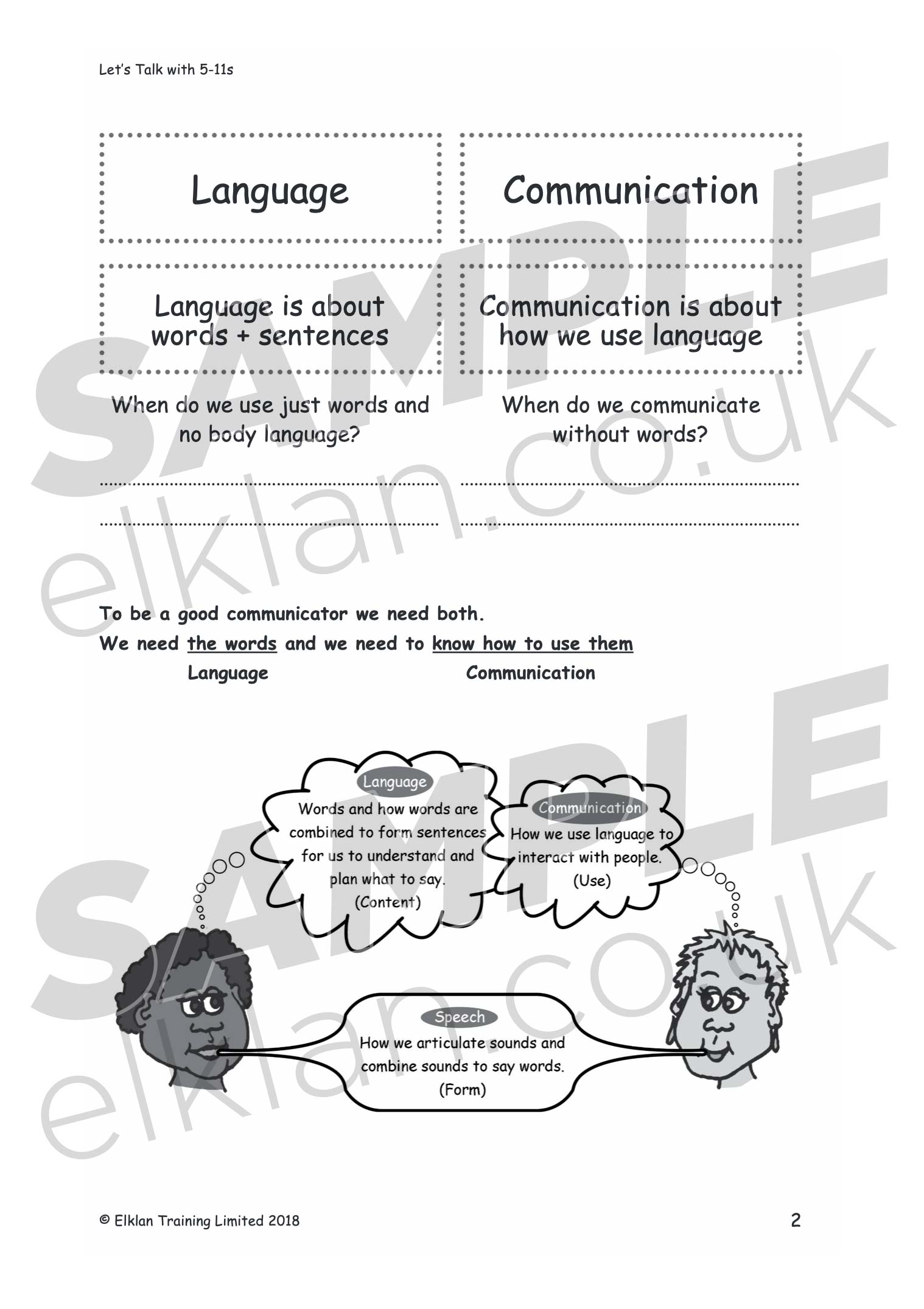 Let's Talk with 5-11s workbook sample image